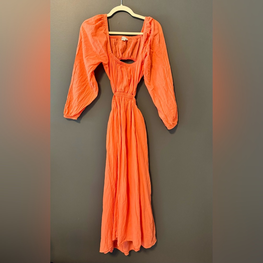 American Eagle Side Cut Outs Coral Maxi Dress. Size Small. Boho hippie cottage